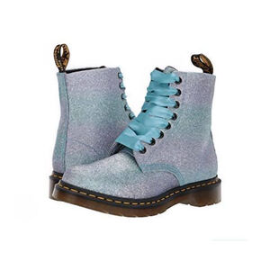 DR. MARTENS 1460 Pascal Glitter Lace Up Combat Blue Purple Ribbon Laces US 6